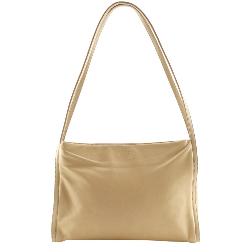 Loewe LOEWE Shoulder Bag, Calfskin, Beige, A5 Size, Magnetic Closure, Women's